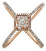 .59CT DIAMOND 14K ROSE GOLD 3D ROUND SQUARE CLUSTER HALO CRISS CROSS X LOVE RING