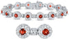 8.54CT DIAMOND & AAA RUBY 14KT WHITE GOLD MULTI FLOWER CLASSIC BANGLE BRACELET