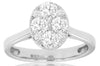 ESTATE 1.0CT DIAMOND 14KT WHITE GOLD 3D ROUND CLUSTER INVISIBLE OVAL FUN RING