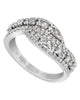ESTATE .76CT DIAMOND 18KT WHITE GOLD 3D ROUND DOUBLE LEAF CRISS CROSS FUN RING