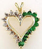 .68CT DIAMOND & AAA EMERALD 14KT YELLOW GOLD 3D OPEN HEART LOVE FLOATING PENDANT