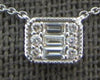 .16CT DIAMOND 14KT WHITE GOLD 3D ROUND & BAGUETTE INVISIBLE RECTANGULAR NECKLACE