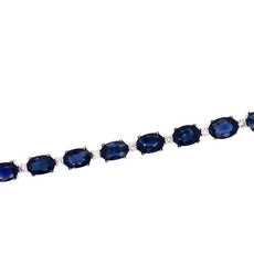 14.71CT DIAMOND & AAA SAPPHIRE 14KT WHITE GOLD 3D OVAL & ROUND TENNIS BRACELET