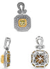 1.09CT WHITE & FANCY YELLOW DIAMOND 18K 2 TONE GOLD CUSHION & ROUND HALO PENDANT