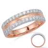 ESTATE .61CT DIAMOND 14KT WHITE & ROSE GOLD MATTE & SHINY 2 ROW ANNIVERSARY RING