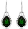 4.30CT DIAMOND & AAA RUSSALITE 14KT WHITE GOLD PEAR SHAPE HALO HANGING EARRINGS