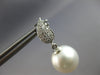 ESTATE .22CT DIAMOND & AAA SOUTH SEA PEARL 18K WHITE GOLD LEAF HANGING EARRINGS