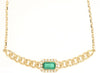 .35CT DIAMOND & AAA EMERALD 14K YELLOW GOLD 3D SQUARE HALO OCTAGON LOVE NECKLACE