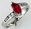 .69CT DIAMOND & AAA RUBY 14KT WHITE GOLD 3D MARQUISE & ROUND CHANNEL LOVE RING