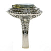 CERTIFIED LARGE 4CT WHITE & FANCY GREEN DIAMOND 18KT WHITE GOLD ENGAGEMENT RING