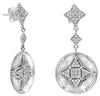 .66CT DIAMOND 14KT WHITE GOLD 3D CIRCULAR STAR GEOMETRICAL FUN HANGING EARRINGS