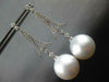 LARGE .6CT DIAMOND & AAA SOUTH SEA PEARL 18K WHITE GOLD V SHAPE HANGING EARRINGS