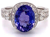 5.13CT DIAMOND & AAA TANZANITE 18KT WHITE GOLD 3D OVAL & ROUND ENGAGEMENT RING
