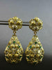 ANTIQUE LARGE .52CT DIAMOND & AAA EMERALD 18KT YELLOW GOLD FLORAL EARRINGS 27497