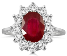 3.0CT DIAMOND & AAA RUBY 14KT WHITE GOLD CLASSIC PRINCESS DIANA ENGAGEMENT RING