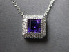 .70CT DIAMOND & AAA AMETHYST 14KT WHITE GOLD PRINCESS & ROUND HALO LOVE NECKLACE