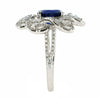 LARGE 3.09CT DIAMOND & AAA SAPPHIRE 18K WHITE GOLD OVAL & ROUND FLOWER LOVE RING