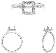 .27CT DIAMOND 14KT WHITE GOLD 3D ROUND 4 PRONG HALO SEMI MOUNT ENGAGEMENT RING