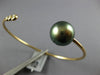 .1CT DIAMOND & AAA TAHITIAN PEARL 18K YELLOW GOLD 3 STONE ETOILE BANGLE BRACELET