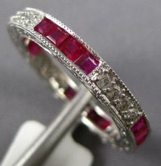 1.63CT DIAMOND & AAA RUBY 14KT WHITE GOLD 3D PRINCESS ETERNITY ANNIVERSARY RING