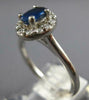 ESTATE .74CT DIAMOND & AAA SAPPHIRE 14K WHITE GOLD OVAL & ROUND FLOWER LOVE RING