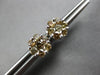 LARGE 1.0CT CHOCOLATE FANCY DIAMOND 14KT WHITE GOLD CLUSTER FLOWER STUD EARRINGS