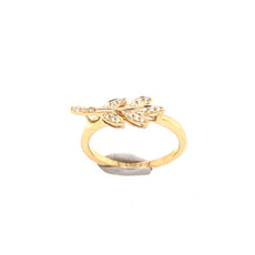 ESTATE .07CT DIAMOND 18KT YELLOW GOLD 3D CLASSIC MULTI LEAF BAR LOVE RING