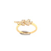 ESTATE .07CT DIAMOND 18KT YELLOW GOLD 3D CLASSIC MULTI LEAF BAR LOVE RING