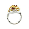 LARGE 3.94CT MULTI COLOR DIAMOND 18KT 2 TONE GOLD 3D MULTI SHAPE OVAL LOVE RING