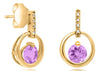 .97CT DIAMOND & AAA PINK AMETHYST 14KT ROSE GOLD CIRCULAR FUN HANGING EARRINGS