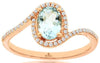 .82CT DIAMOND & AAA AQUAMARINE 14KT ROSE GOLD 3D OVAL HALO CRISS CROSS LOVE RING