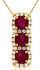 1.21CT DIAMOND & AAA RUBY 14KT YELLOW GOLD 3 STONE PAST PRESENT FUTURE PENDANT