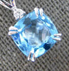 2.44CT DIAMOND & AAA BLUE TOPAZ 14K WHITE GOLD 3D CUSHION & ROUND SQUARE PENDANT