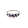 ESTATE .73CT DIAMOND & AAA SAPPHIRE 18KT WHITE GOLD 3D DOUBLE INFINITY FUN RING