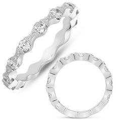 .73CT DIAMOND 14KT WHITE GOLD 3D CLASSIC 3/4TH ETERNITY BAMBOO ANNIVERSARY RING
