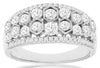 WIDE 1.0CT DIAMOND 14KT WHITE GOLD MULTI ROW HEXAGON FILIGREE ANNIVERSARY RING
