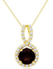 1.20CT DIAMOND & AAA GARNET 14KT YELLOW GOLD 3D ROUND HALO INFINITY LOVE PENDANT