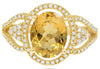 2.55CT DIAMOND & AAA CITRINE 14K YELLOW GOLD OVAL & ROUND DOUBLE HEART LOVE RING