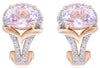 2.97CT DIAMOND & AAA PINK AMETHYST 14KT ROSE GOLD OVAL & ROUND CLIP ON EARRINGS
