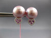 .37CT DIAMOND & AAA PINK SAPPHIRE & PINK SOUTH SEA PEARL 14K WHITE GOLD EARRINGS