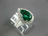 LARGE 3.96CT DIAMOND & AAA EMERALD 18KT WHITE GOLD 3D PEAR SHAPE ENGAGEMENT RING