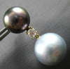 LARGE .45CT DIAMOND & AAA LIGHT & DARK TAHITIAN PEARL 18KT YELLOW GOLD EARRINGS