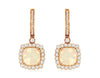 3.48CT DIAMOND & AAA OPAL 14KT ROSE GOLD CUSHION & ROUND HALO HANGING EARRINGS
