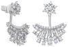 ESTATE 1.34CT DIAMOND 14KT WHITE GOLD 3D FLOWER STAR FUN HANGING EARRINGS