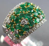 LARGE 1.56CT DIAMOND & AAA EMERALD 18KT 2 TONE GOLD MULTI ROW ANNIVERSARY RING
