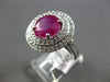 EXTRA LARGE 5.5CT DIAMOND & AAA RUBY 14KT WHITE GOLD DOUBLE HALO ENGAGEMENT RING