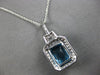 3.76CT DIAMOND & AAA BLUE TOPAZ 14KT WHITE GOLD EMERALD CUT SQUARE HALO PENDANT