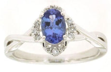 .95CT DIAMOND & AAA TANZANITE 14KT WHITE GOLD OVAL & ROUND FLOWER INFINITY RING