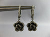 ESTATE .50CT DIAMOND 14KT BLACK GOLD 3D CLASSIC FLOWER ROSE FUN HANGING EARRINGS