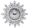 LARGE .84CT DIAMOND AAA TAHITIAN PEARL 18KT WHITE GOLD MULTI LEAF SUNFLOWER RING